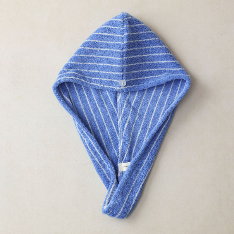 Κεφαλόκαπελάκι για στέγνωμα μαλλιών με ριγέ σχέδιο, απορροφητικό, από βαμβάκι με μακριές ίνες, 50–79 g, 21 νήματα