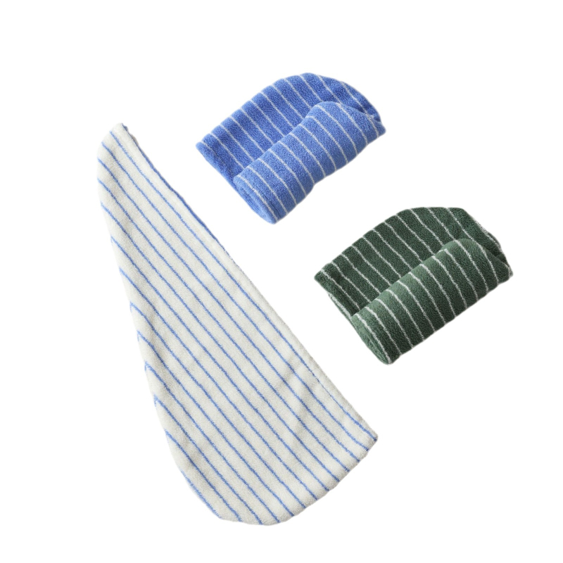 Κεφαλόκαπελάκι για στέγνωμα μαλλιών με ριγέ σχέδιο, απορροφητικό, από βαμβάκι με μακριές ίνες, 50–79 g, 21 νήματα