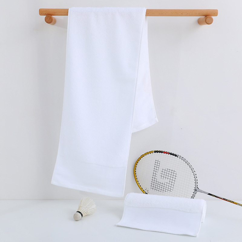 Αθλητική πετσέτα από 100% βαμβάκι, παχυσμένη και μακρύτερη, για μαραθώνιο, γιόγκα και εξωτερική άσκηση, με εκτύπωση λογότυπου, 140 g, γρήγορη απορρόφηση