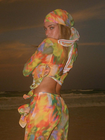 Κεφαλόδεσμος παραλίας από πολυεστέρα με φλοραλ σχέδιο, για γυναίκες ενήλικες – κατάλληλος για παραλία, κολύμβηση και κίνηση