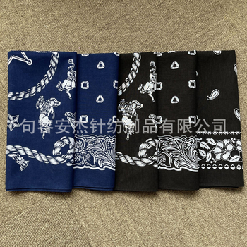 Kvadratni šal za glavu, 100% pamuk, hip-hop stil, tiskano logo, motiv lubanje duh, unisex, za vanjsku upotrebu