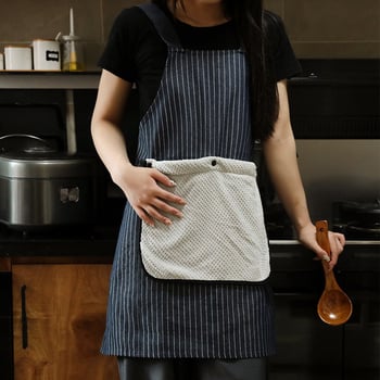 Pregača za kuhinju bez rukava, otporna na zaprljanje, poliester-pamuk materijal, moderni minimalistički stil, prugasti uzorak