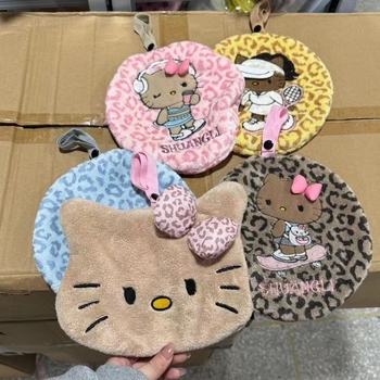 Kuhinjska krpa za ruke s leopard uzorkom mačke, izšivena, upija i brzo se suši, od coral fleece, 150D, 30–50 g