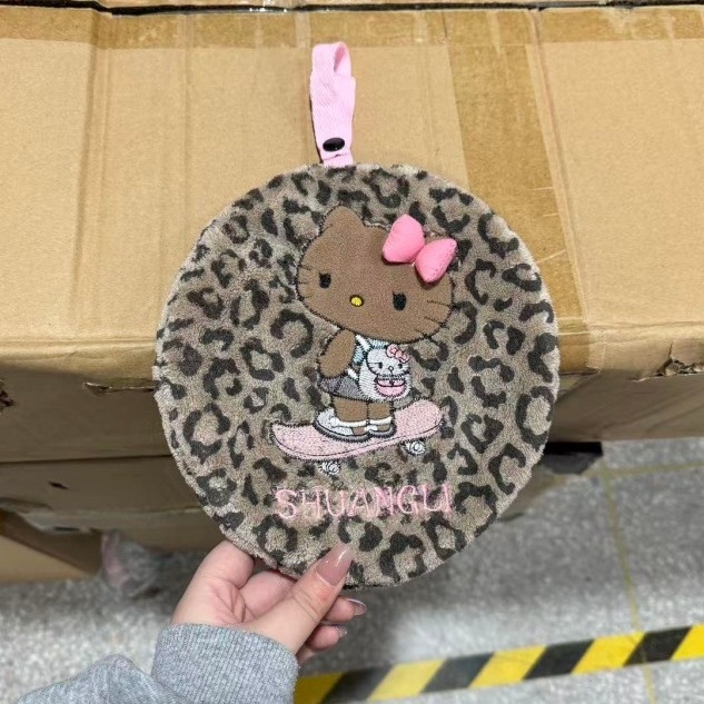 Kuhinjska krpa za ruke s leopard uzorkom mačke, izšivena, upija i brzo se suši, od coral fleece, 150D, 30–50 g