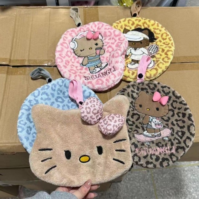 Kuhinjska krpa za ruke s leopard uzorkom mačke, izšivena, upija i brzo se suši, od coral fleece, 150D, 30–50 g