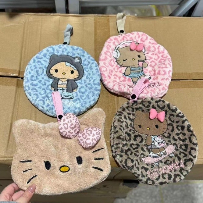 Kuhinjska krpa za ruke s leopard uzorkom mačke, izšivena, upija i brzo se suši, od coral fleece, 150D, 30–50 g