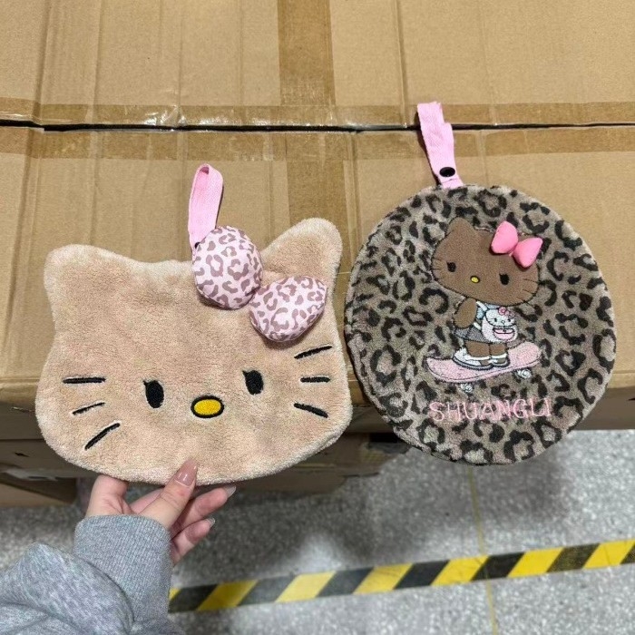 Kuhinjska krpa za ruke s leopard uzorkom mačke, izšivena, upija i brzo se suši, od coral fleece, 150D, 30–50 g