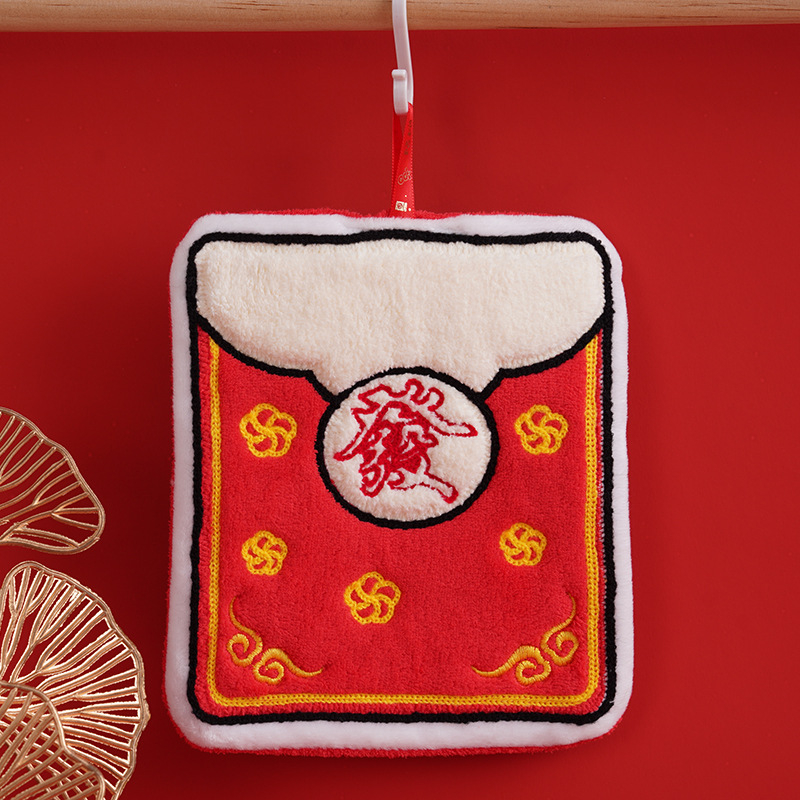 Ručnik za ruke, novogodišnji stil s kineskim motivima, upijajući, viseći kuhinjski ručnik (Materijal: coral fleece; Težina: 30–50 g; Vlakna: 36 komada; Proizvodni proces: vez, šivanje; Marka: Xinghe)