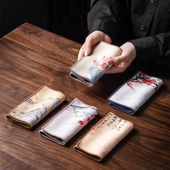 Πετσέτα τσαγιού Chang feng, παχύτερο απορροφητικό ύφασμα, suede-σύνθετο ύφασμα, Zen έμπνευση, κλασικό παραδοσιακό στιλ