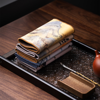 Πετσέτα τσαγιού Chang feng, παχύτερο απορροφητικό ύφασμα, suede-σύνθετο ύφασμα, Zen έμπνευση, κλασικό παραδοσιακό στιλ