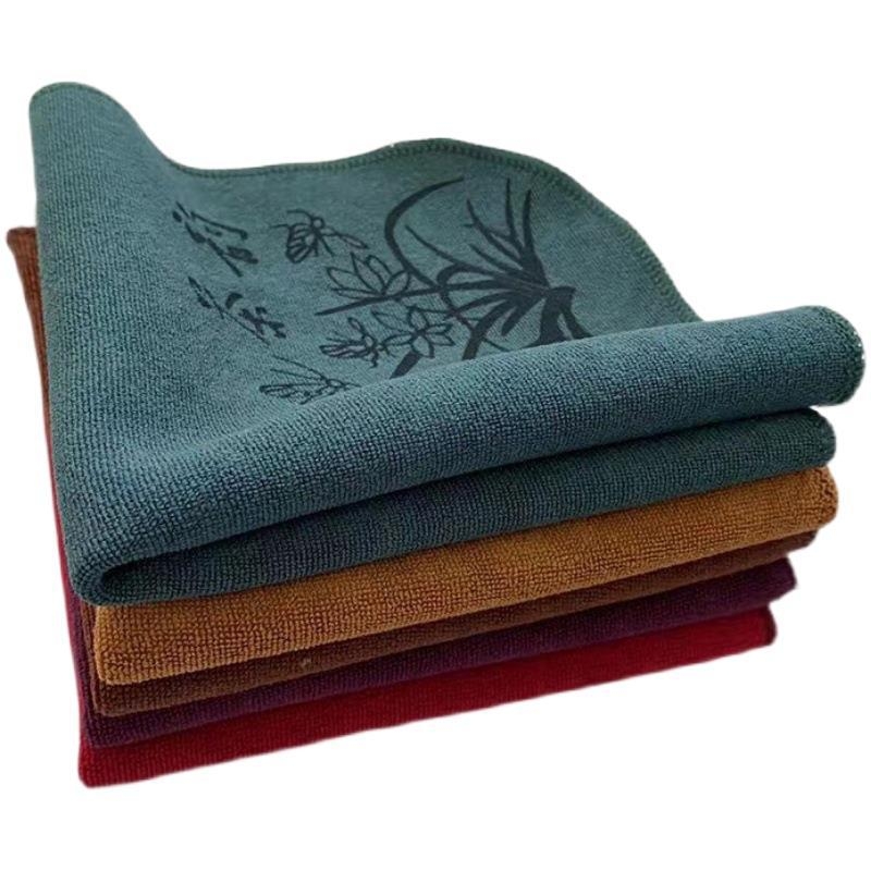 Proizvodna serija krpe za čaj, apsorpcijska i debela, dvostruki sloj kompozitnog materijala, kineskog stila pamuk i lan, Zen retro logotip