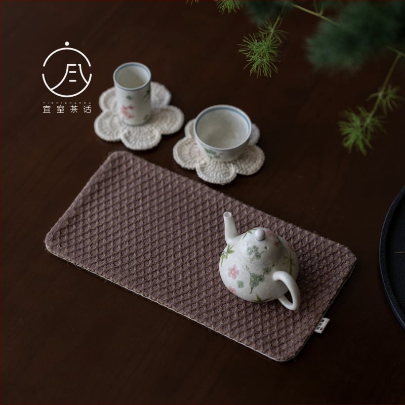 Σετ αξεσουάρ τελετής τσαγιού — ύφασμα από βαμβακι-λινό με φυτική βαφή, εκτύπωση λογότυπου, ρετρό στυλ, Νέο κινεζικό στυλ