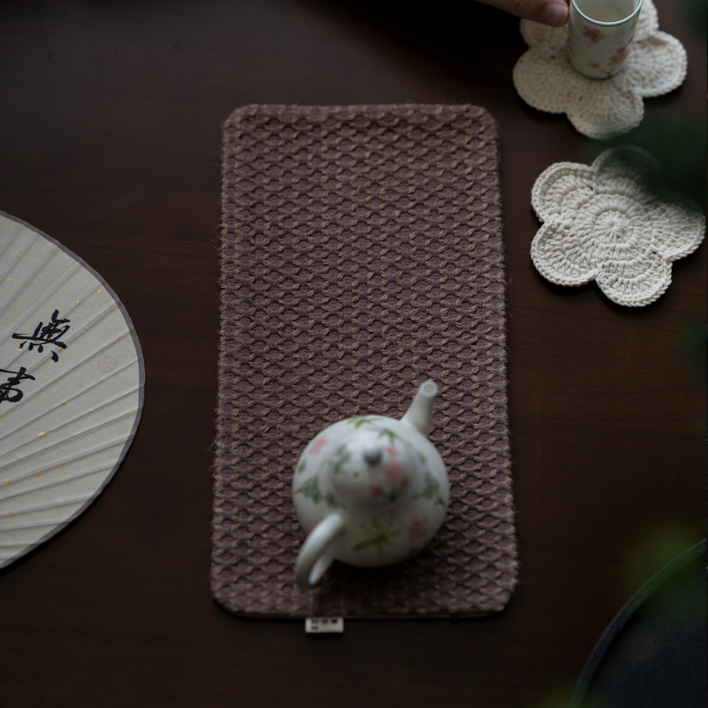 Σετ αξεσουάρ τελετής τσαγιού — ύφασμα από βαμβακι-λινό με φυτική βαφή, εκτύπωση λογότυπου, ρετρό στυλ, Νέο κινεζικό στυλ