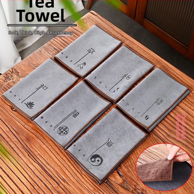 Ouke Διπλής όψεως παχιά πετσέτα τσαγιού, βαμβάκι-λινό, μαλακή και απορροφητική, νέου κινεζικού στυλ, βάρος 0,5 kg