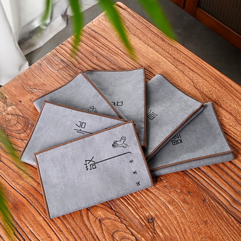 Ouke Διπλής όψεως παχιά πετσέτα τσαγιού, βαμβάκι-λινό, μαλακή και απορροφητική, νέου κινεζικού στυλ, βάρος 0,5 kg