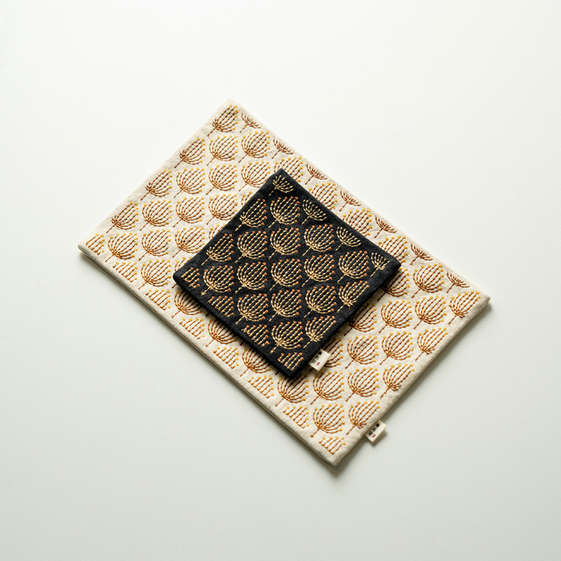 Changpju βαμβακο-λινο αξεσουάρ τελετής τσαγιού – Νέο κινέζικό στυλ, κεντημένο Dandelion πατάκι τσαγιού