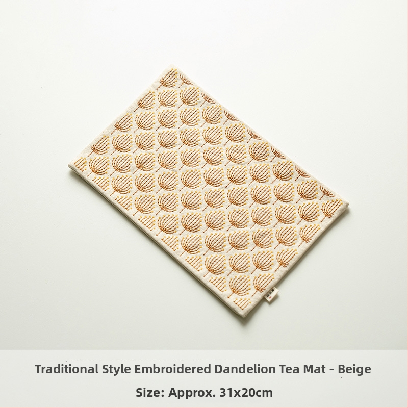 Changpju βαμβακο-λινο αξεσουάρ τελετής τσαγιού – Νέο κινέζικό στυλ, κεντημένο Dandelion πατάκι τσαγιού