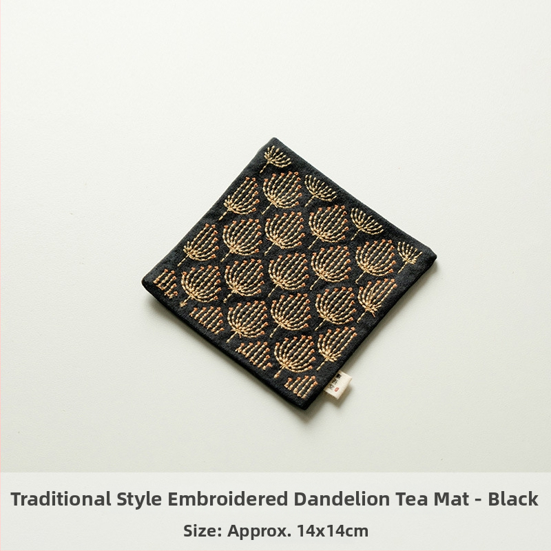 Changpju βαμβακο-λινο αξεσουάρ τελετής τσαγιού – Νέο κινέζικό στυλ, κεντημένο Dandelion πατάκι τσαγιού