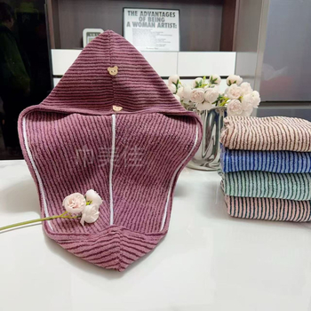 Капа за сушене на коса — еднослойна, абсорбираща, обвивка за миене и сушене на косата; коралов велур, 150D прежда, 80–99 g