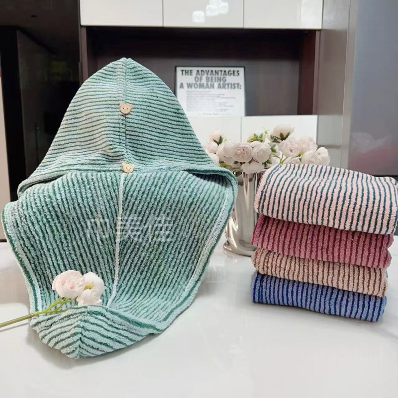 Капа за сушене на коса — еднослойна, абсорбираща, обвивка за миене и сушене на косата; коралов велур, 150D прежда, 80–99 g