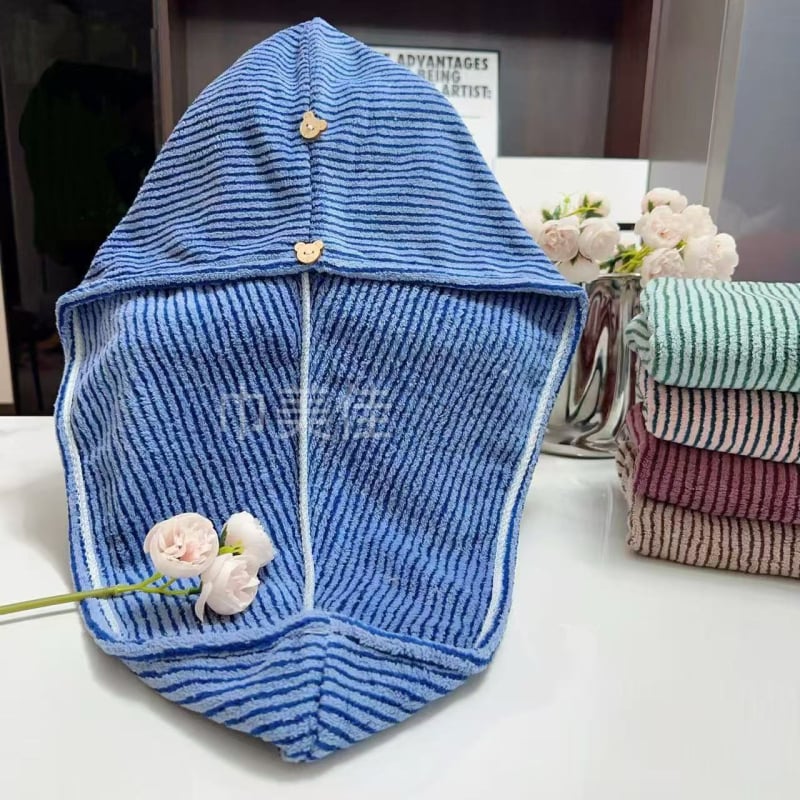 Капа за сушене на коса — еднослойна, абсорбираща, обвивка за миене и сушене на косата; коралов велур, 150D прежда, 80–99 g