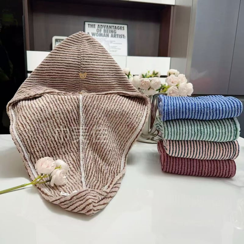 Капа за сушене на коса — еднослойна, абсорбираща, обвивка за миене и сушене на косата; коралов велур, 150D прежда, 80–99 g