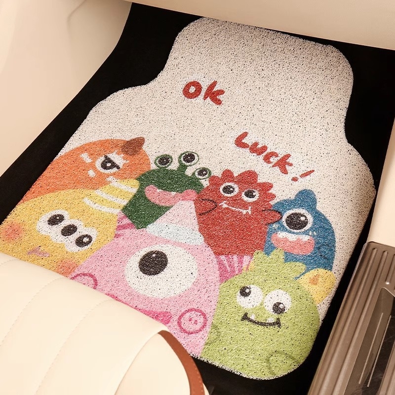 Комплект от три автомобилни стелки с карикатурен дизайн, материал: silk circle, миещи се, стил: карикатура