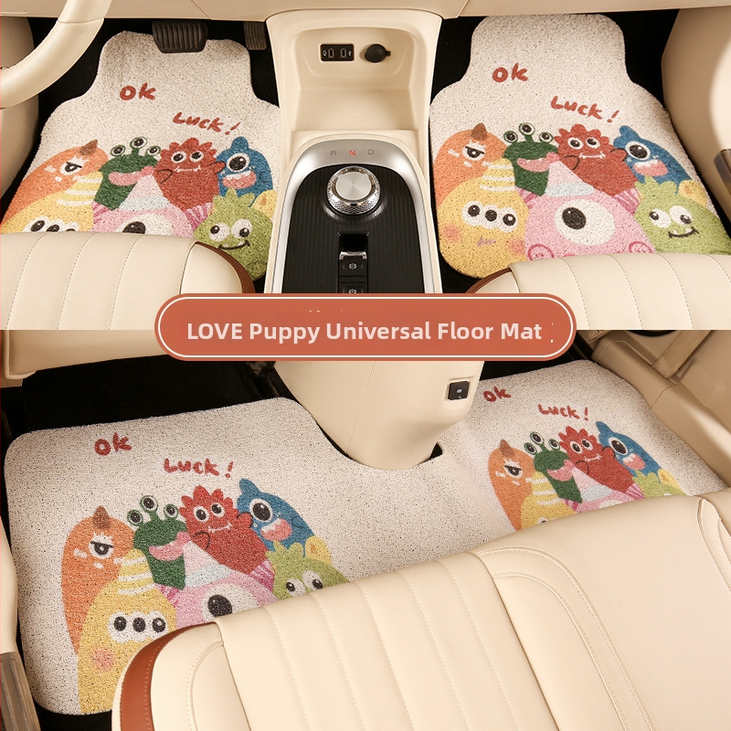 Комплект от три автомобилни стелки с карикатурен дизайн, материал: silk circle, миещи се, стил: карикатура