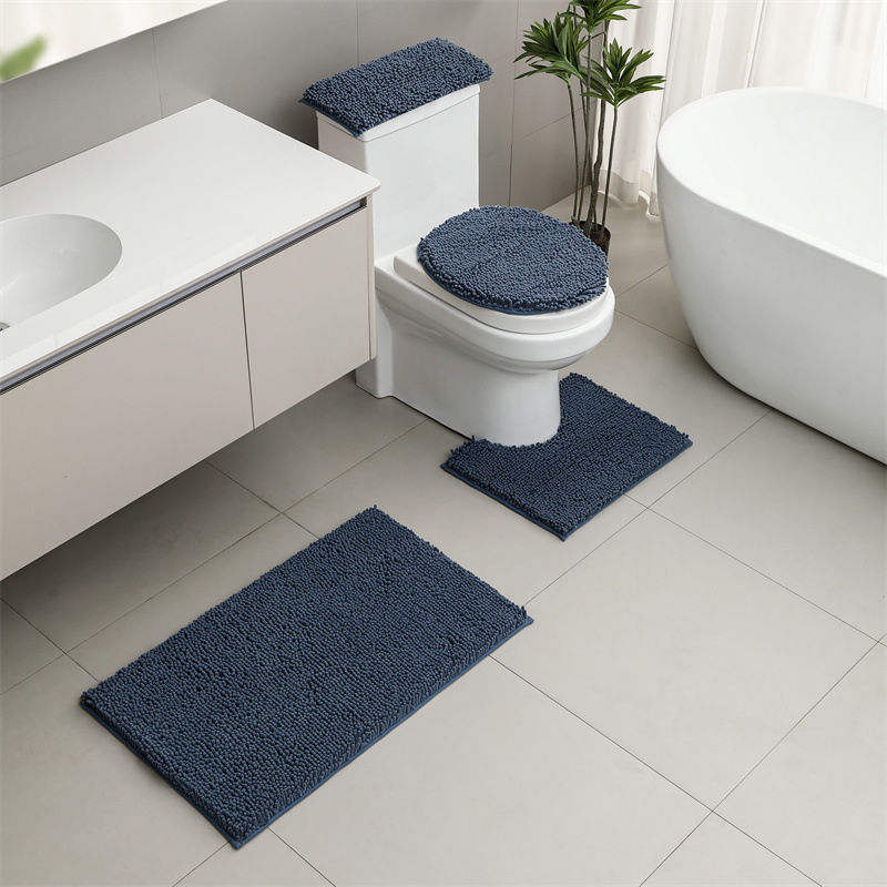 Changyi Chenille set za kupaonicu: protuklizni, upijajući, U-oblik prostirka za WC, trodjelni set, duga vlakna