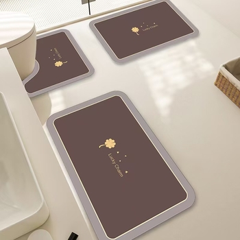 У-образена подложка за баня/тоалетна от диатомна глина, тризчастен комплект; абсорбираща, против хлъзгане, бързосъхнеща