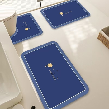 У-образена подложка за баня/тоалетна от диатомна глина, тризчастен комплект; абсорбираща, против хлъзгане, бързосъхнеща