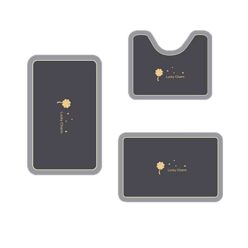 У-образена подложка за баня/тоалетна от диатомна глина, тризчастен комплект; абсорбираща, против хлъзгане, бързосъхнеща