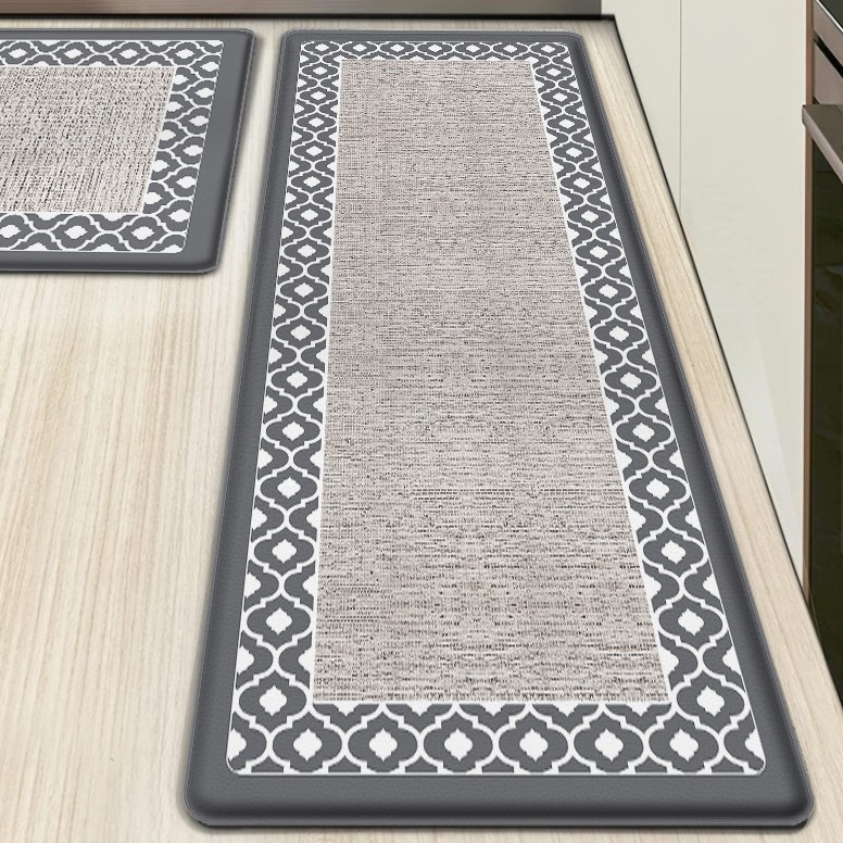 Trodijelni set kuhinjskih prostirki od debelog PVC-a, imitacija Teslin koža, dvostruki okvir, vodootporne, otporne na masnoću, protuklizne