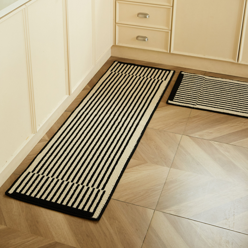 Барова подложка за кухня, антихлъзгаща и маслоустойчива, жакардово тъкана от полипропиленово влакно, геометричен модел с решетка, подходяща за кухня и вход, почистване: ръчно пране, машинно пране и вакуум