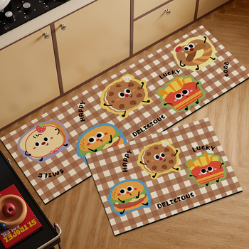 Кухненски подложки от диатомитова кал, комплект от 2 подложки с карикатурен бургер, абсорбират вода и мазнини, миещи се