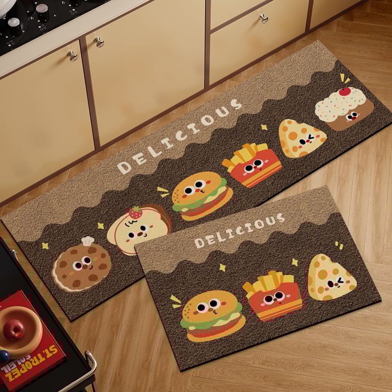 Кухненски подложки от диатомитова кал, комплект от 2 подложки с карикатурен бургер, абсорбират вода и мазнини, миещи се
