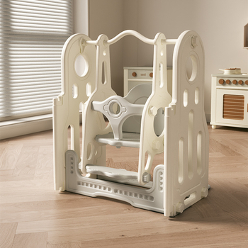 Edukativni dječji set igračaka s elementima astronauta i slona, ljuljačka, tobogan, ploča za crtanje i ormarić za skladištenje; plastični materijal; za uzrast 3–6 godina; izdano 2023.; potiče kognitivne vještine i koordinaciju ruku i oka.