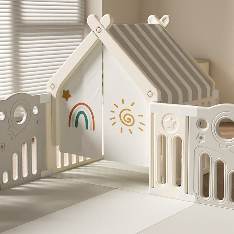 Edukativni dječji set igračaka s elementima astronauta i slona, ljuljačka, tobogan, ploča za crtanje i ormarić za skladištenje; plastični materijal; za uzrast 3–6 godina; izdano 2023.; potiče kognitivne vještine i koordinaciju ruku i oka.