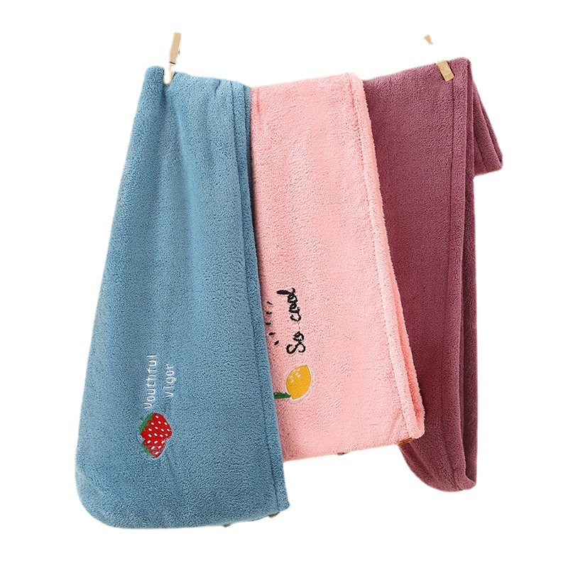 Izšivena kapa za sušenje kose od koralne fleksi, debela, upija, brzo suši; 150D ravno tkanje, 50-79 g