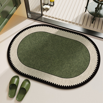 Френска ретро баня подложка за пода – диатомова глина, неправилен контур, геометричен модел, печатен дизайн, лесна за почистване