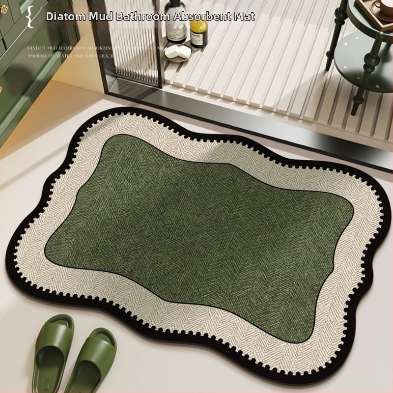 Френска ретро баня подложка за пода – диатомова глина, неправилен контур, геометричен модел, печатен дизайн, лесна за почистване