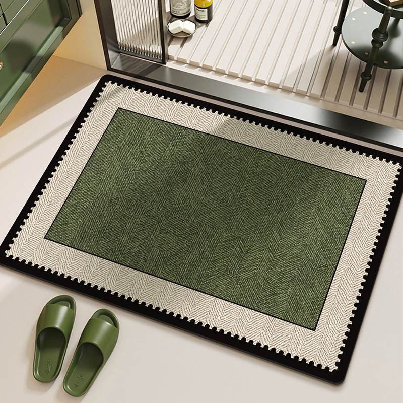 Френска ретро баня подложка за пода – диатомова глина, неправилен контур, геометричен модел, печатен дизайн, лесна за почистване