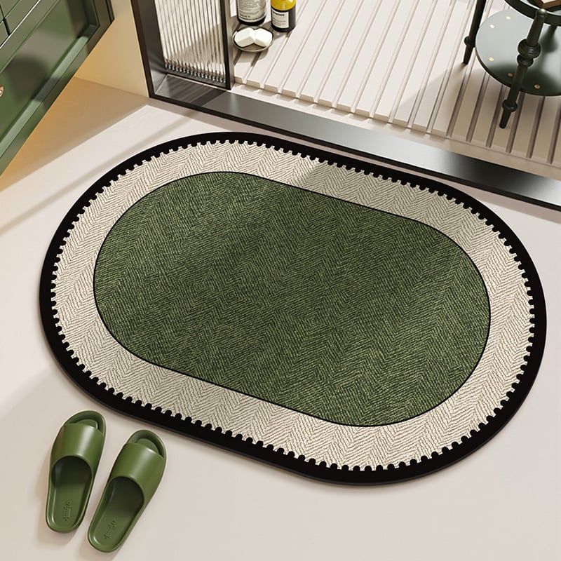 Френска ретро баня подложка за пода – диатомова глина, неправилен контур, геометричен модел, печатен дизайн, лесна за почистване