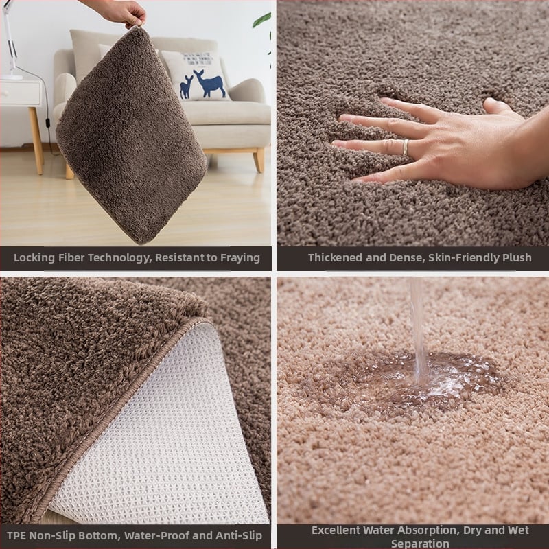 Неслизваща се абсорбираща плюшена подложка за пода, правоъгълна, полиестер, височина на влакното 1,5 см, тегло 1200 г