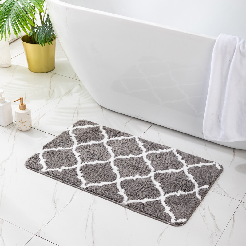 Dvobojna jacquard prostirka za pod s protukliznom površinom i plastičnim dnom – ulazna prostirka i prostirka za WC, dvodijelni set