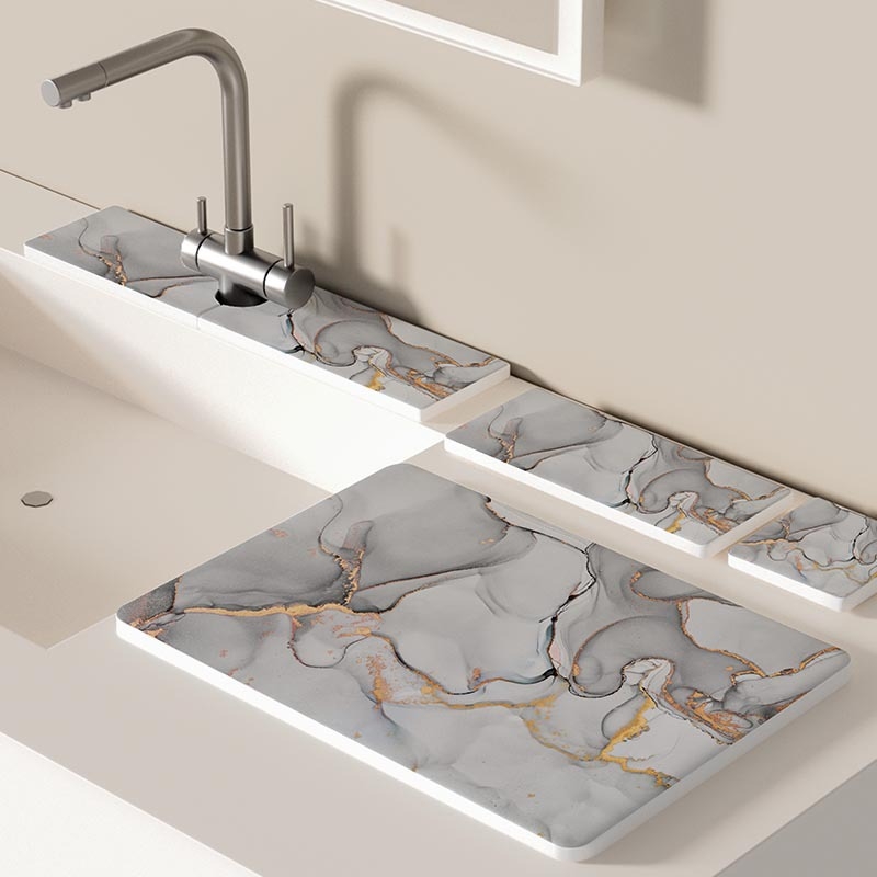 Абсорбиращ мат от диатомова глина за баня и кухня, квадратен, стил модерен минимализъм, възможност за персонализация