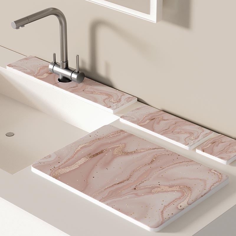 Абсорбиращ мат от диатомова глина за баня и кухня, квадратен, стил модерен минимализъм, възможност за персонализация