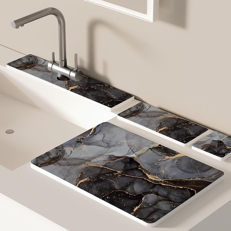 Абсорбиращ мат от диатомова глина за баня и кухня, квадратен, стил модерен минимализъм, възможност за персонализация