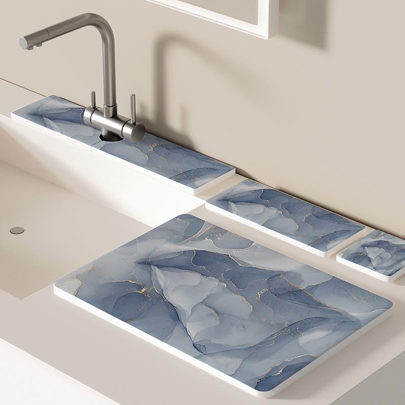 Абсорбиращ мат от диатомова глина за баня и кухня, квадратен, стил модерен минимализъм, възможност за персонализация