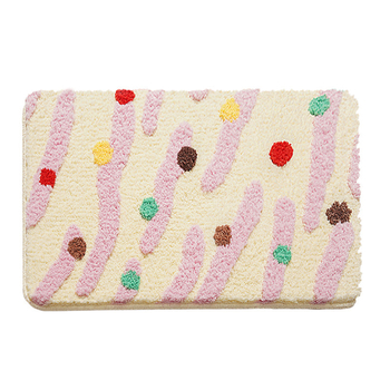 Килим за баня от полиестер, квадратен, с ивичен модел, антихлъзгащ дизайн, за пране на ръка, японско-корейски стил